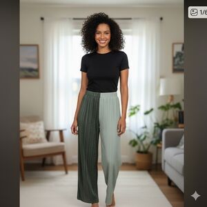 Two-Tone Wide Leg Pants